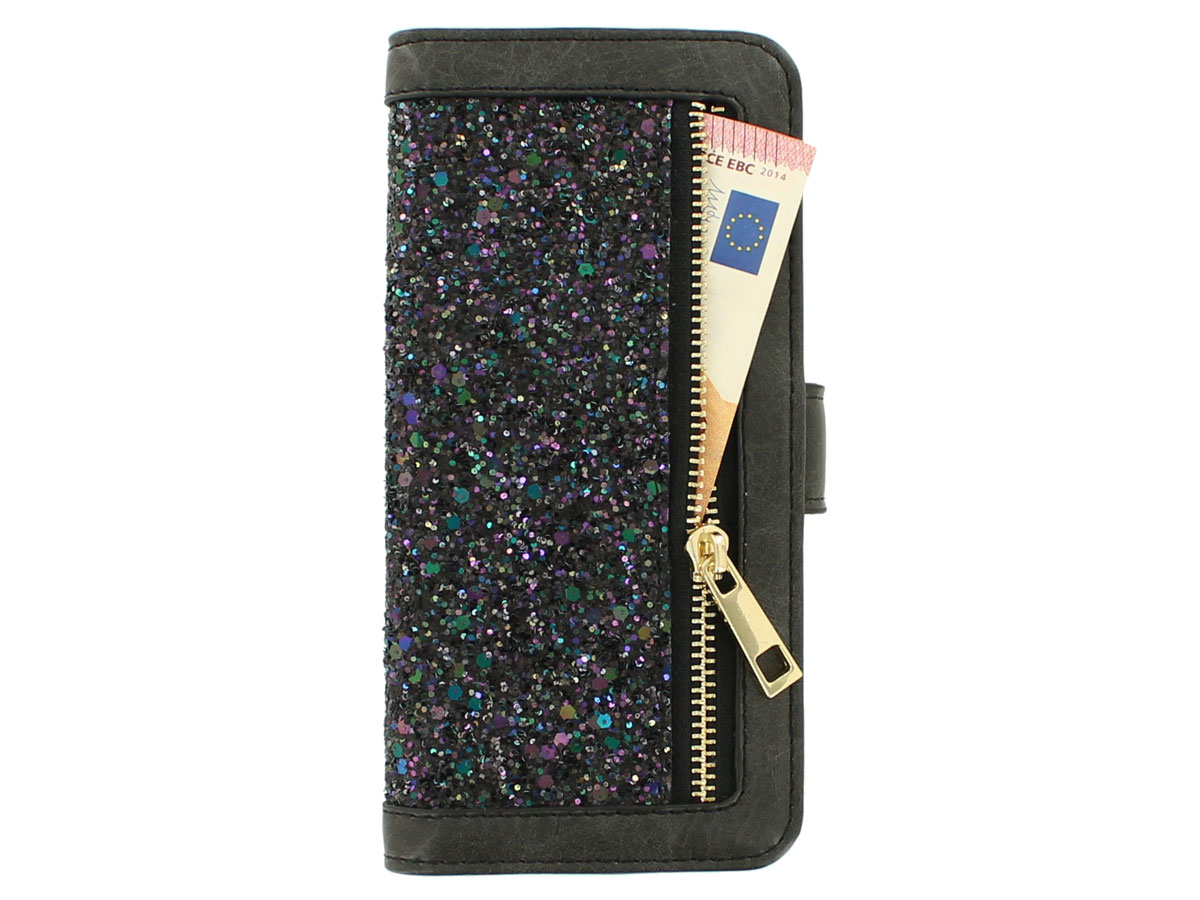 Black Sparkle Bookcase - Samsung Galaxy S8+ hoesje