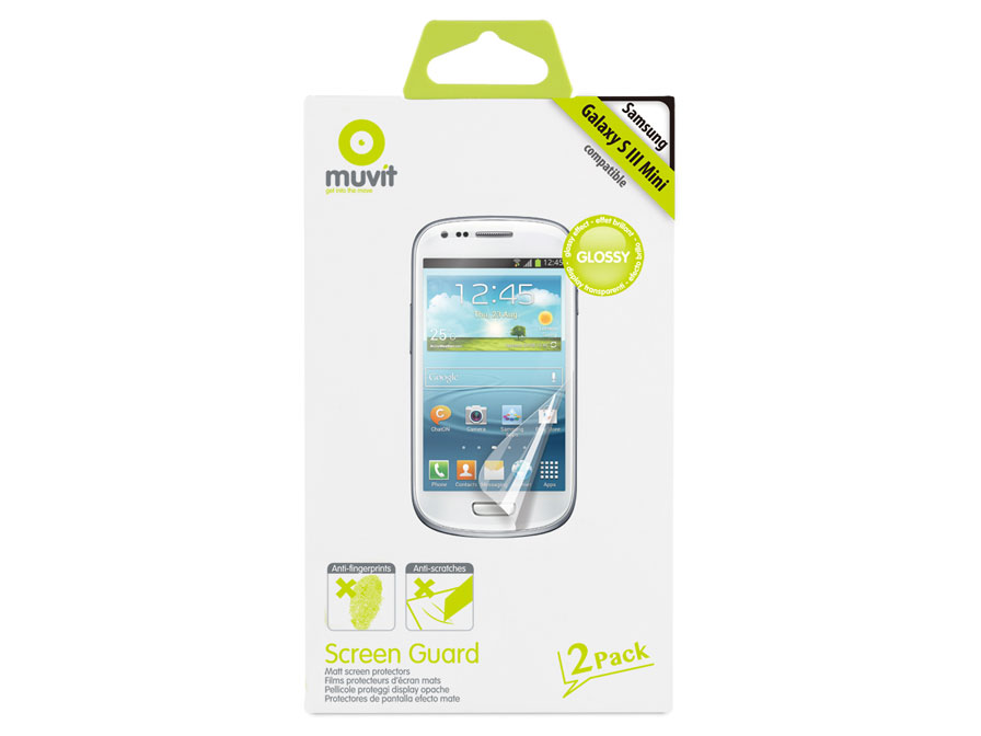 Muvit Screenprotector Glossy 2-pack voor Samsung Galaxy S3 Mini