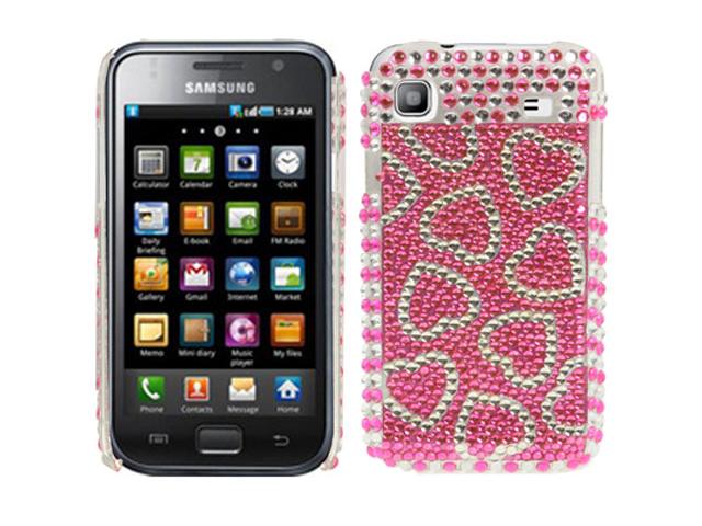Diamond Case Hoes Pink Hearts voor Samsung Galaxy S (Plus)