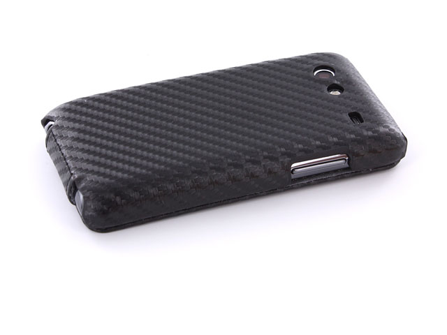 Carbon Slimline Leather Case voor Samsung Galaxy S Advance i9070
