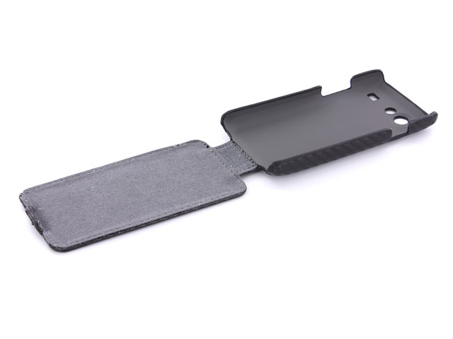 Carbon Slimline Leather Case voor Samsung Galaxy S Advance i9070