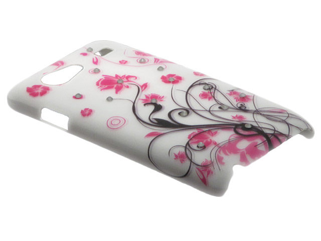 Crystals ''Pink Flowers'' Case Samsung Galaxy S Advance (i9070)