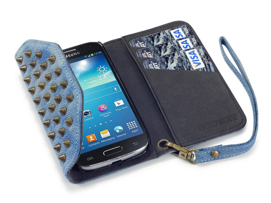 Covert Studded Denim Trifold Wallet Case Samsung Galaxy S4 Mini