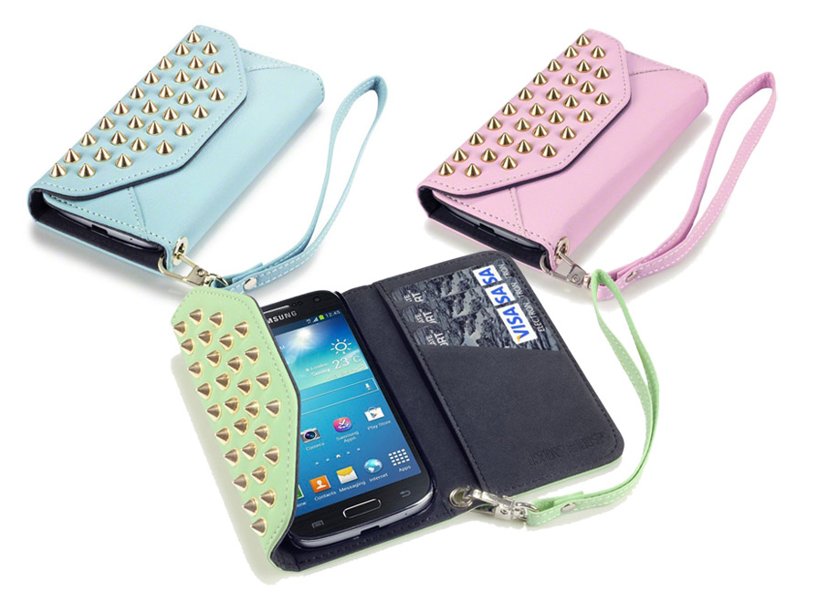 Covert Studded Pastel Trifold Wallet Case Samsung Galaxy S4 Mini