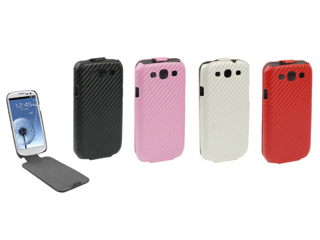 Carbon Slimline Leather Case voor Samsung Galaxy S3 i9300