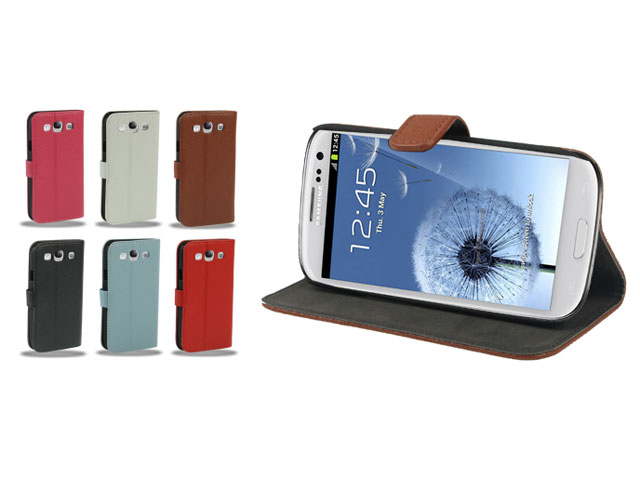 Kunstleren Sideflip Stand Case voor Samsung Galaxy S3 (i9300)