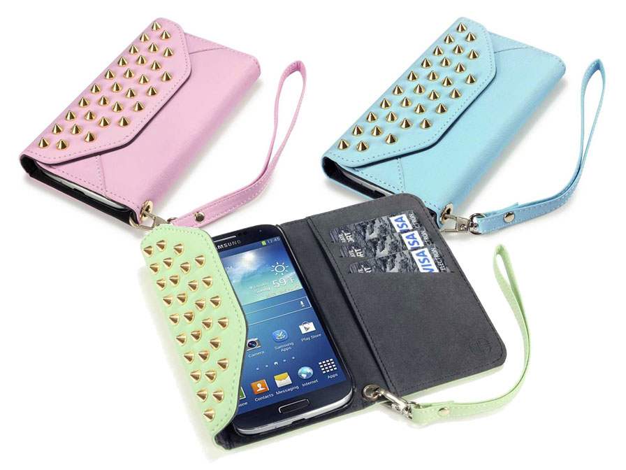 anders Jood snelweg Covert Studded Pastel Trifold Wallet Case Samsung Galaxy S4