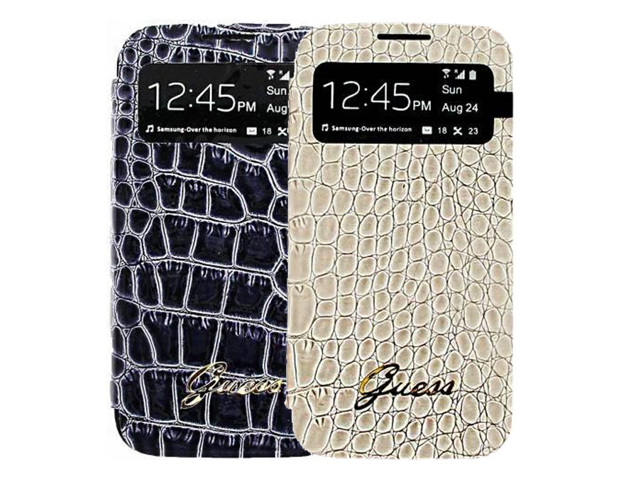 Guess Glossy Croco S-View Cover voor Samsung Galaxy S4