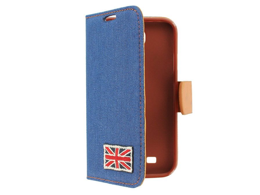 British Denim Style Wallet Case Hoesje voor Samsung Galaxy S4