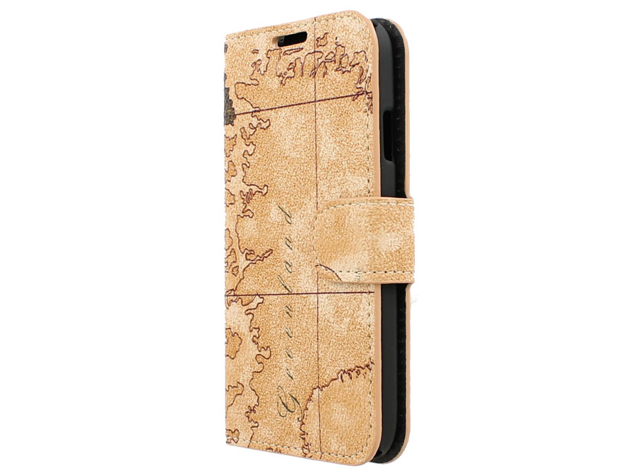 Antique Worldmap Wallet Case - Samsung Galaxy S4 hoesje