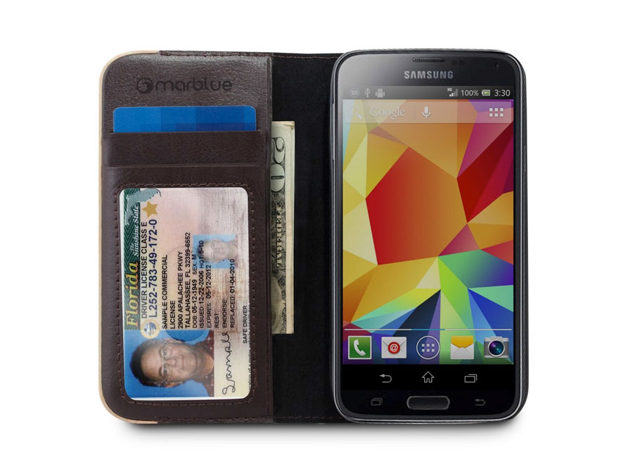 Marblue Milan Houten Leren Wallet - Hoesje voor Samsung Galaxy S5