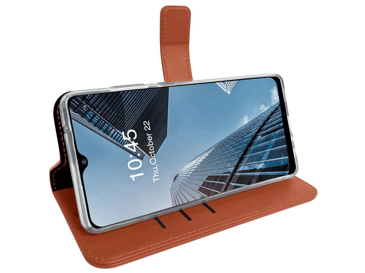 Valenta Leather Bookcase Bruin - Samsung Galaxy A02s hoesje