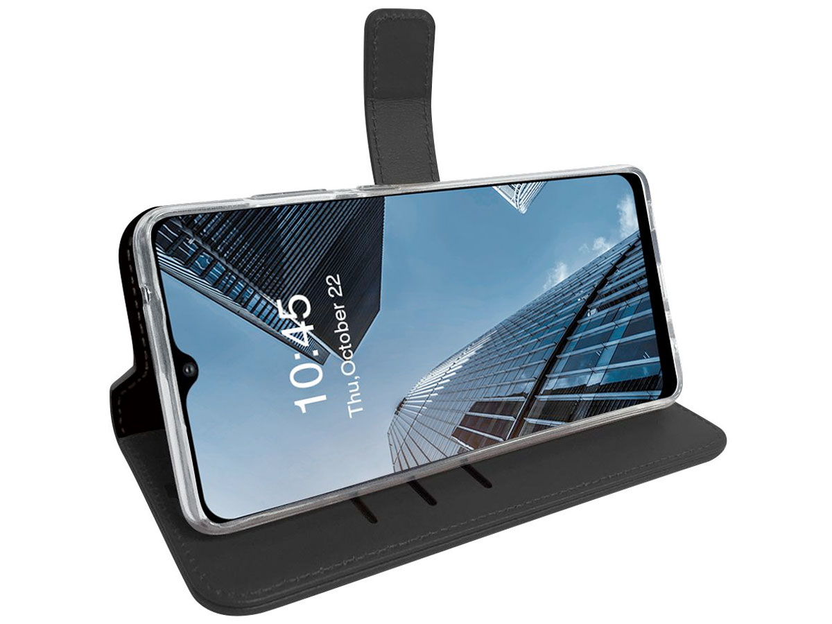 Valenta Leather Bookcase Zwart - Samsung Galaxy A02s hoesje