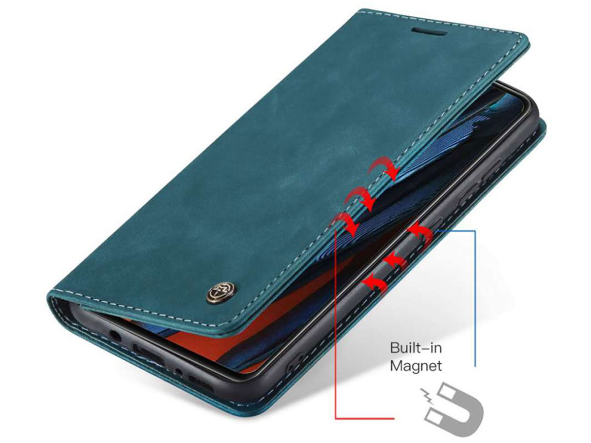 CaseMe Vintage BookCase Blauw - Samsung Galaxy A03s hoesje