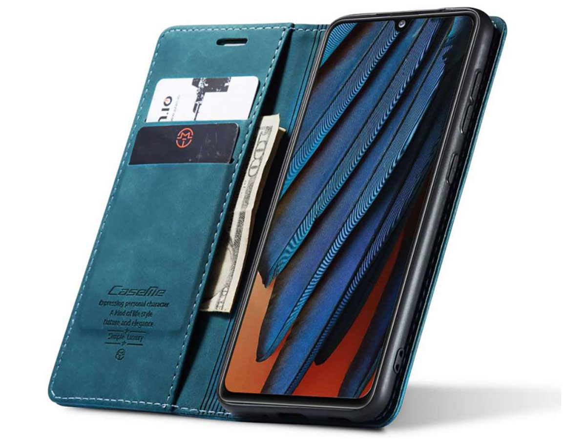 CaseMe Vintage BookCase Blauw - Samsung Galaxy A03s hoesje