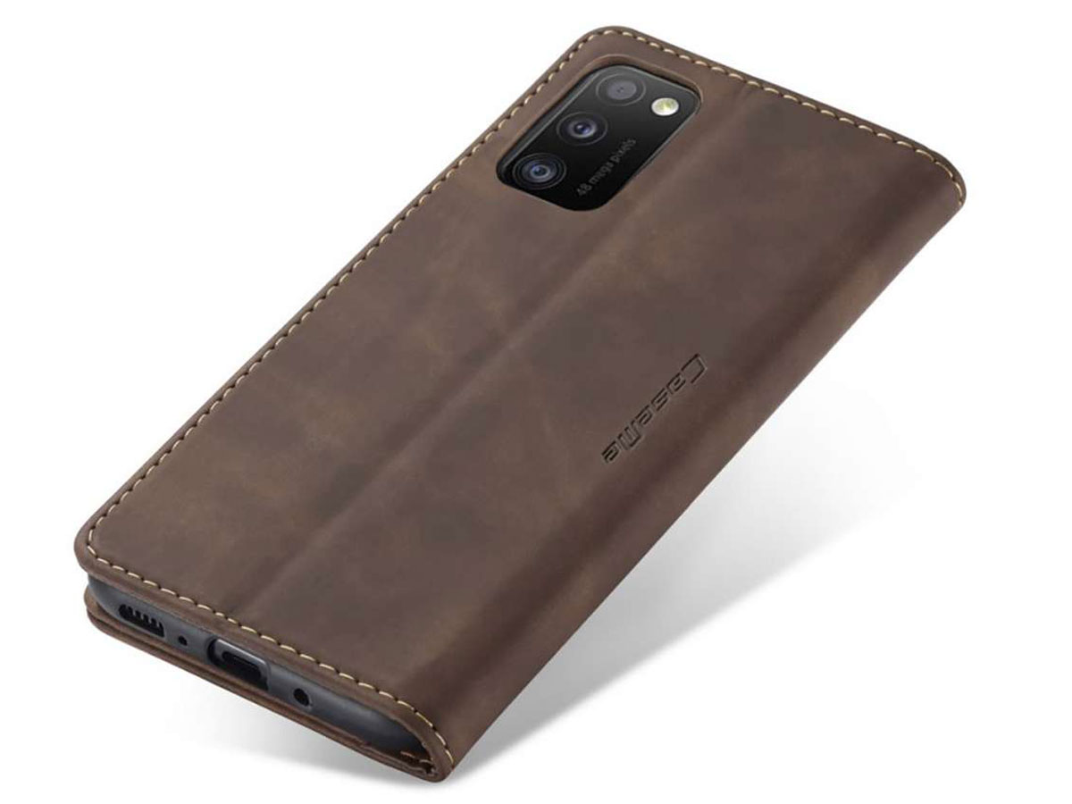 CaseMe Vintage BookCase Bruin - Samsung Galaxy A03s hoesje