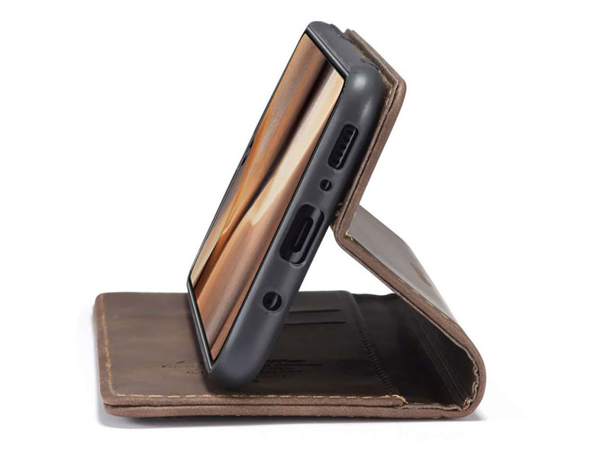 CaseMe Vintage BookCase Bruin - Samsung Galaxy A03s hoesje