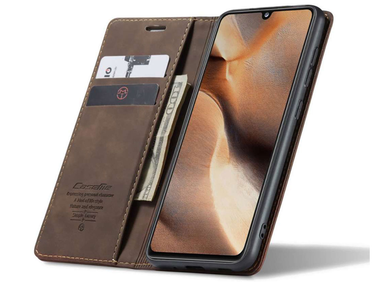 CaseMe Vintage BookCase Bruin - Samsung Galaxy A03s hoesje