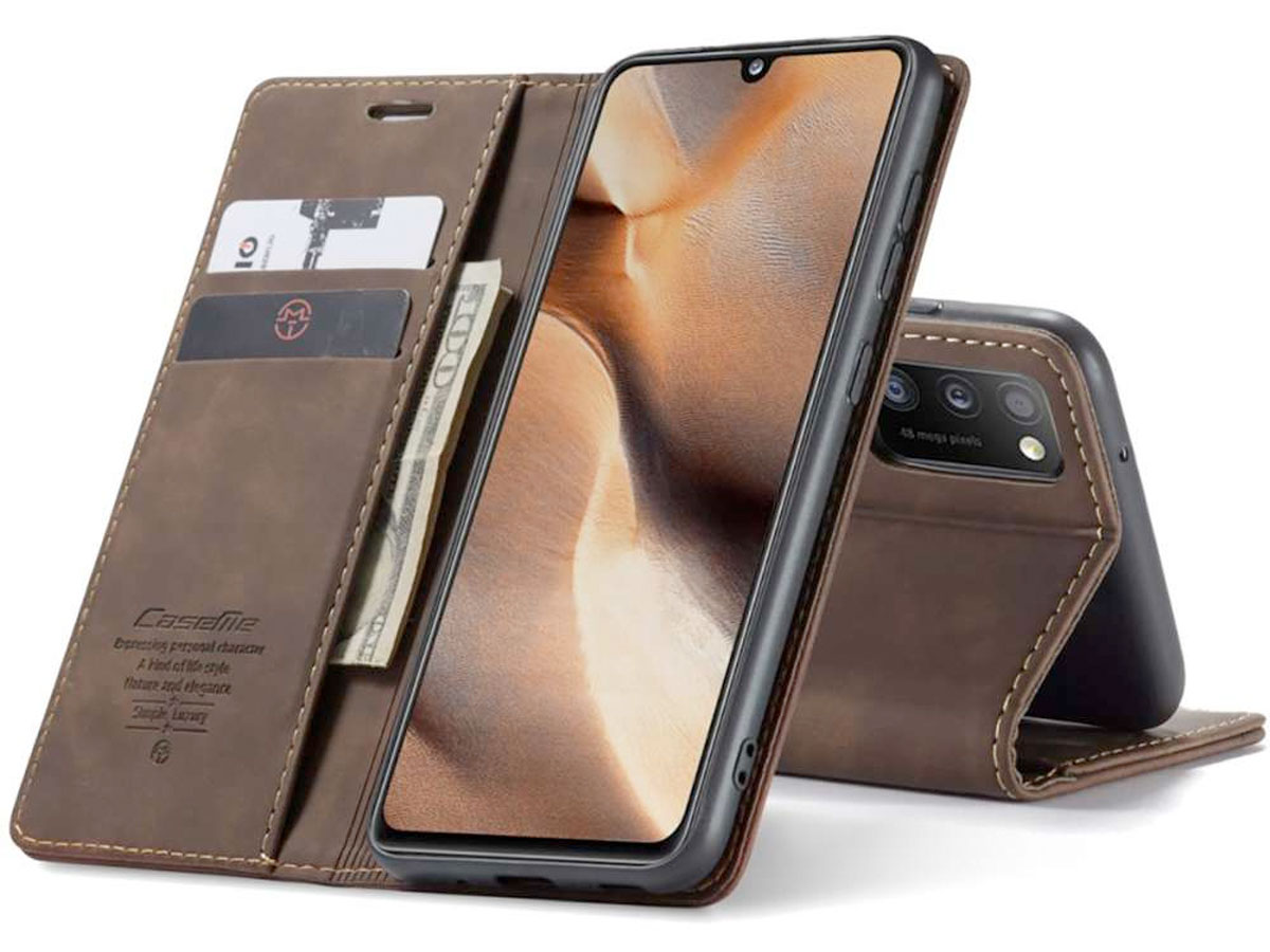 CaseMe Vintage BookCase Bruin - Samsung Galaxy A03s hoesje