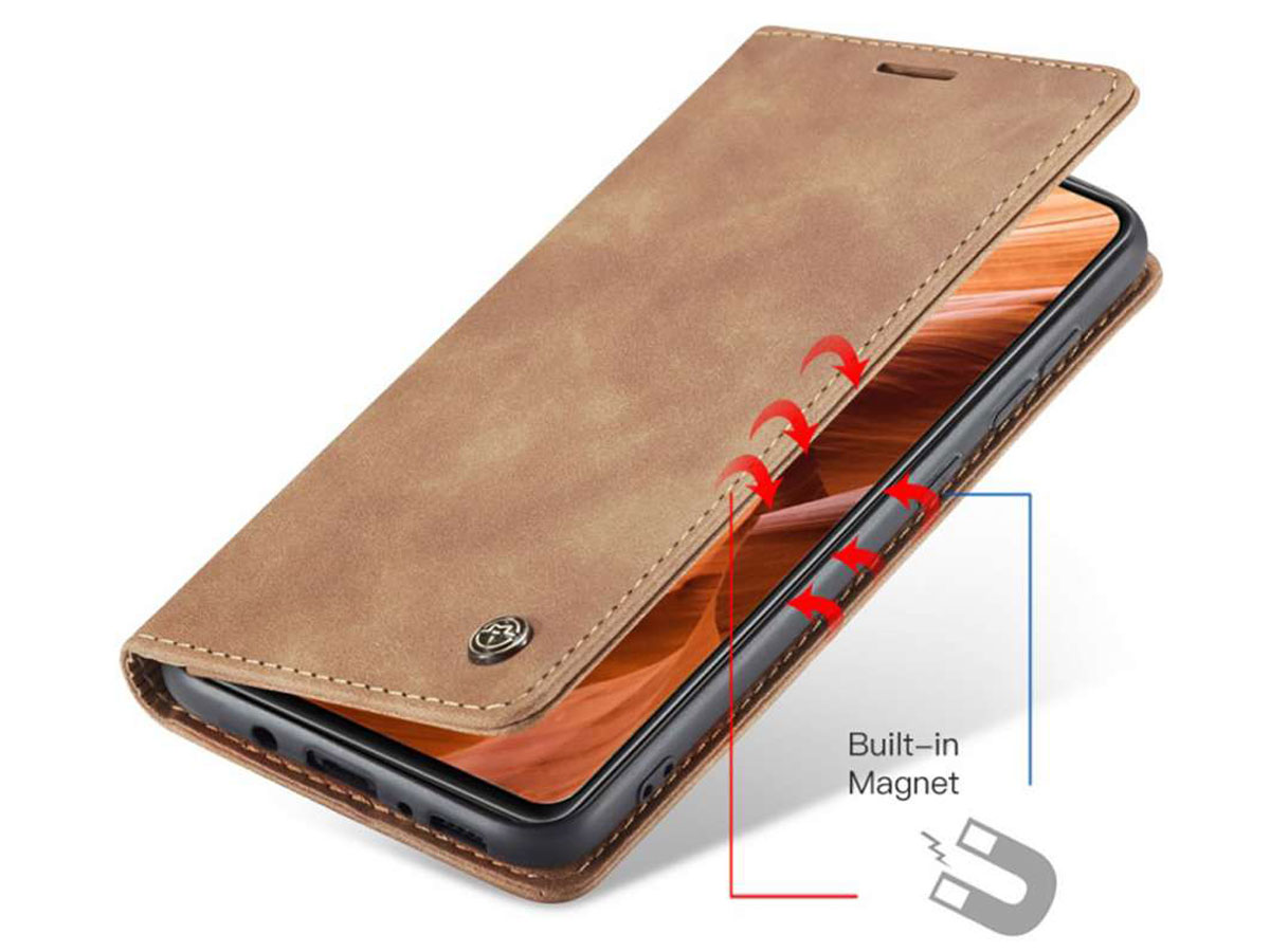 CaseMe Vintage BookCase Tan - Samsung Galaxy A03s hoesje