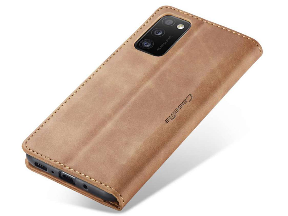 CaseMe Vintage BookCase Tan - Samsung Galaxy A03s hoesje