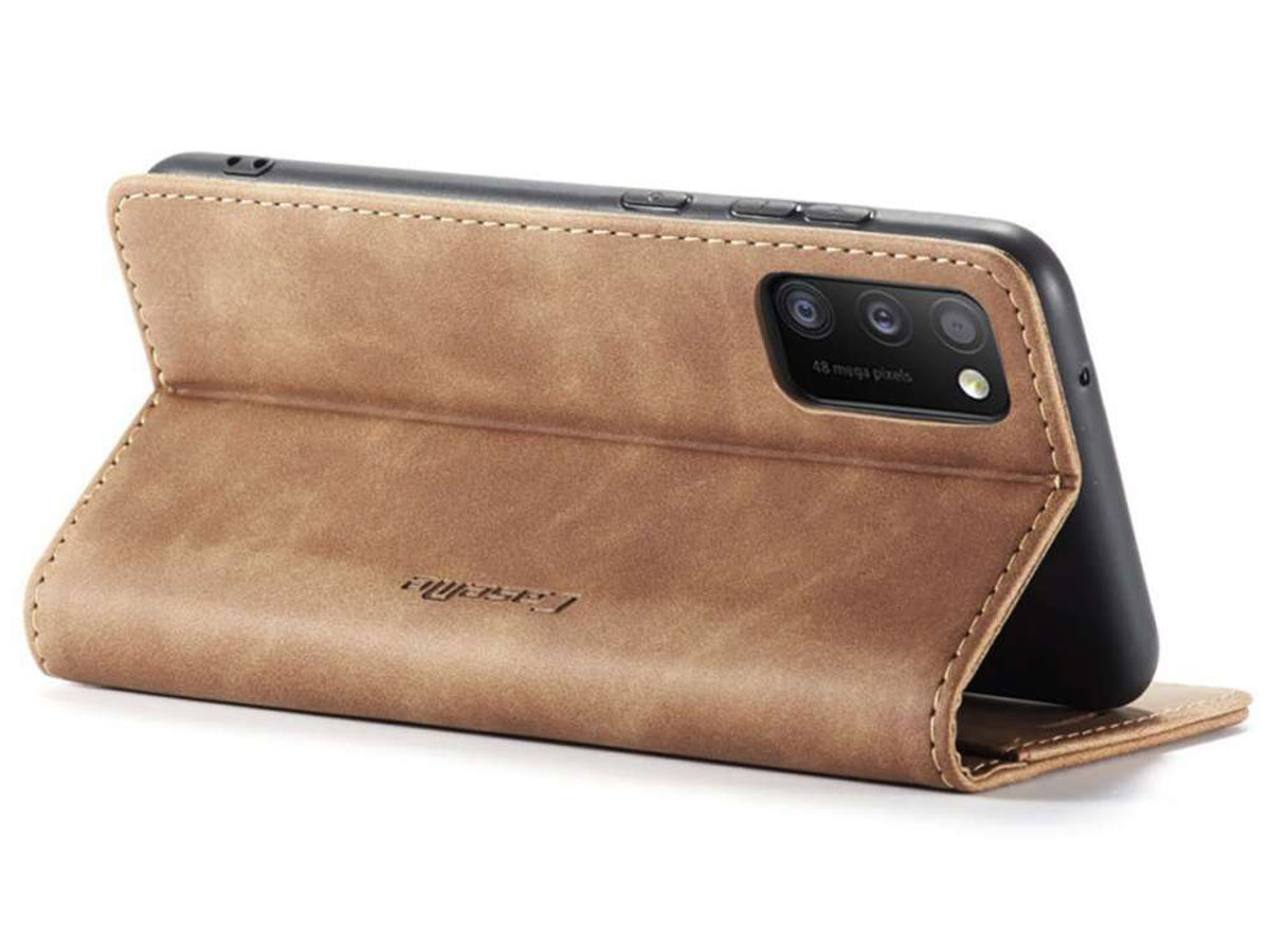 CaseMe Vintage BookCase Tan - Samsung Galaxy A03s hoesje