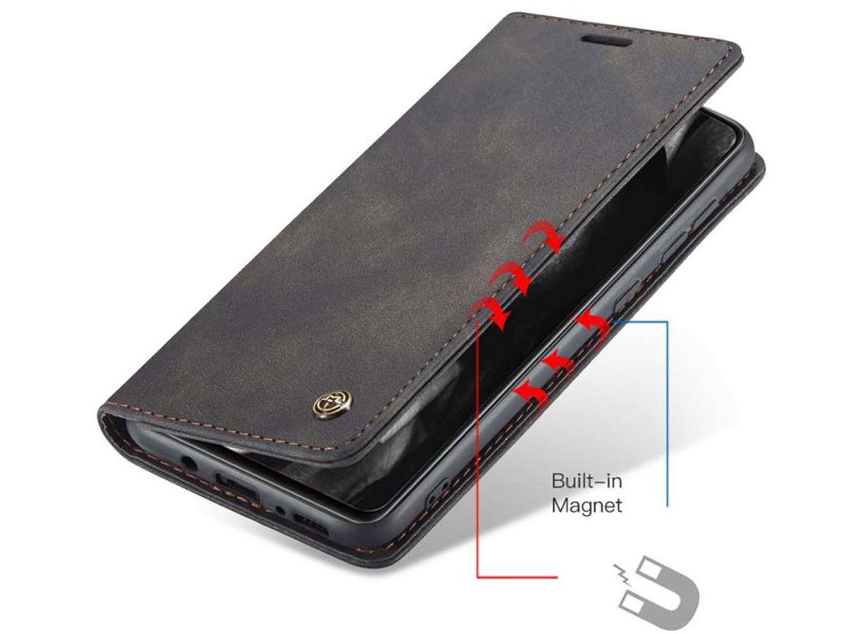 CaseMe Vintage BookCase Zwart - Samsung Galaxy A03s hoesje