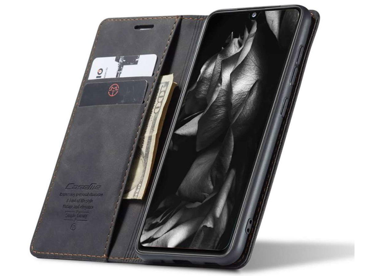 CaseMe Vintage BookCase Zwart - Samsung Galaxy A03s hoesje