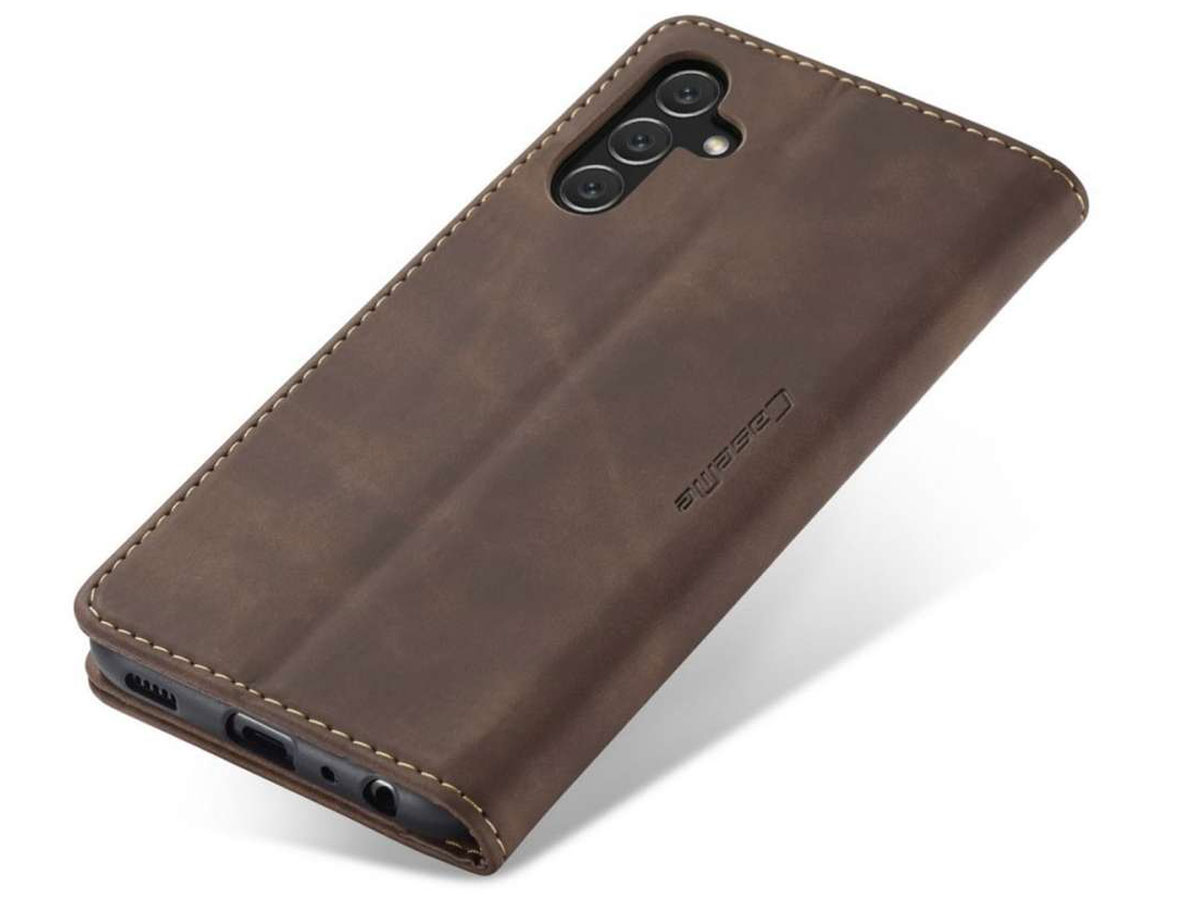 CaseMe Vintage BookCase Bruin - Samsung Galaxy A04s hoesje