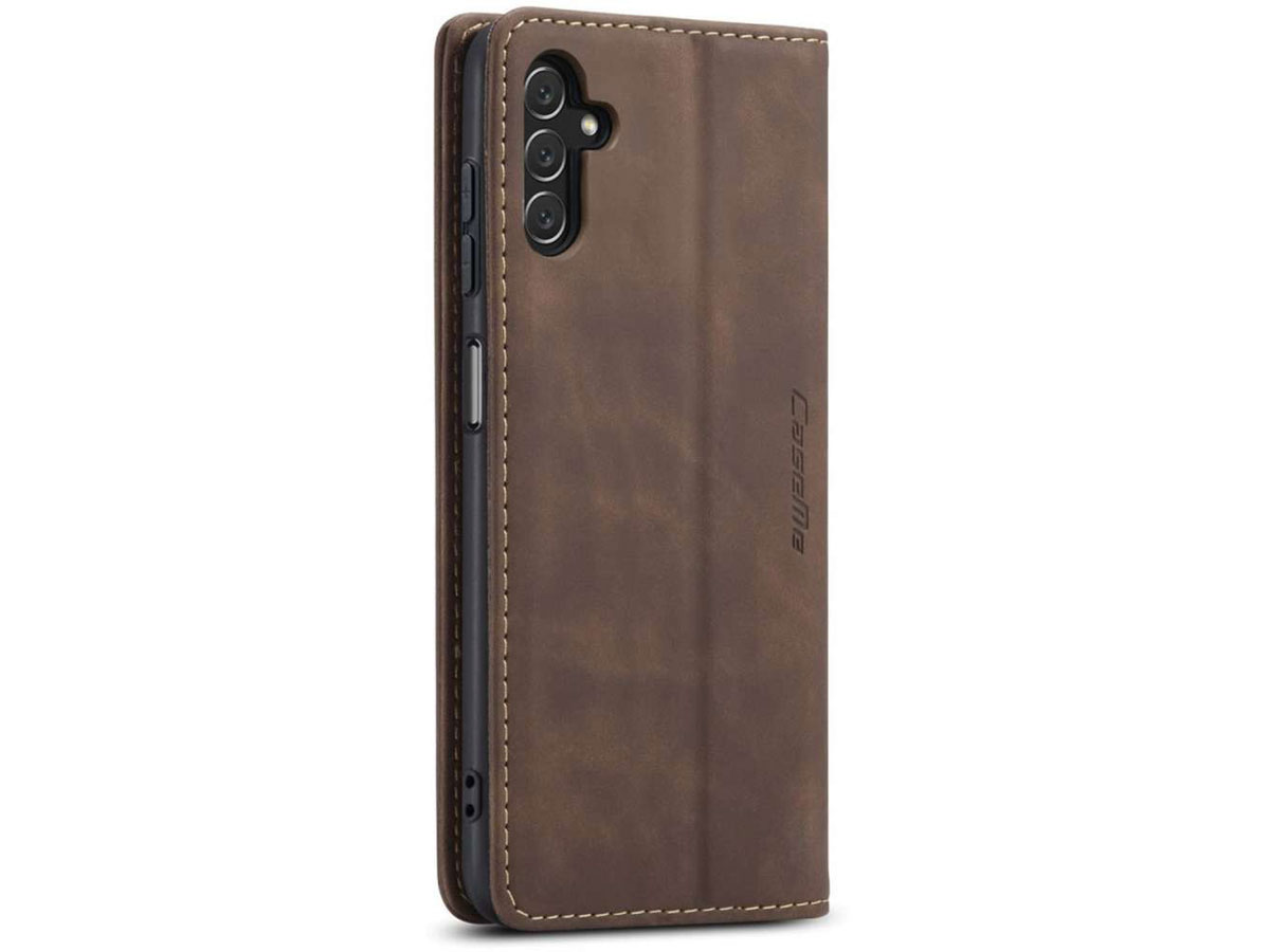 CaseMe Vintage BookCase Bruin - Samsung Galaxy A04s hoesje