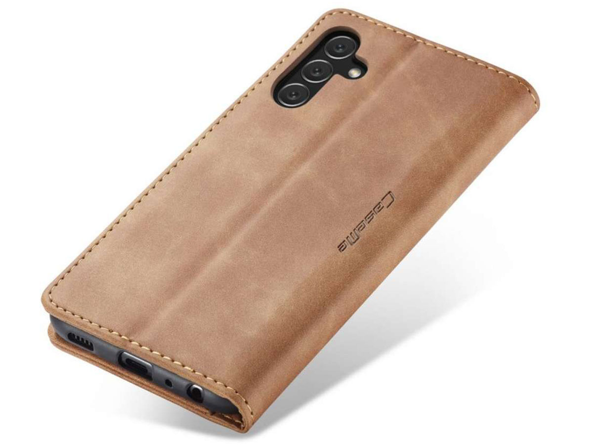 CaseMania Vintage Slim Bookcase Tan - Samsung Galaxy A04s hoesje