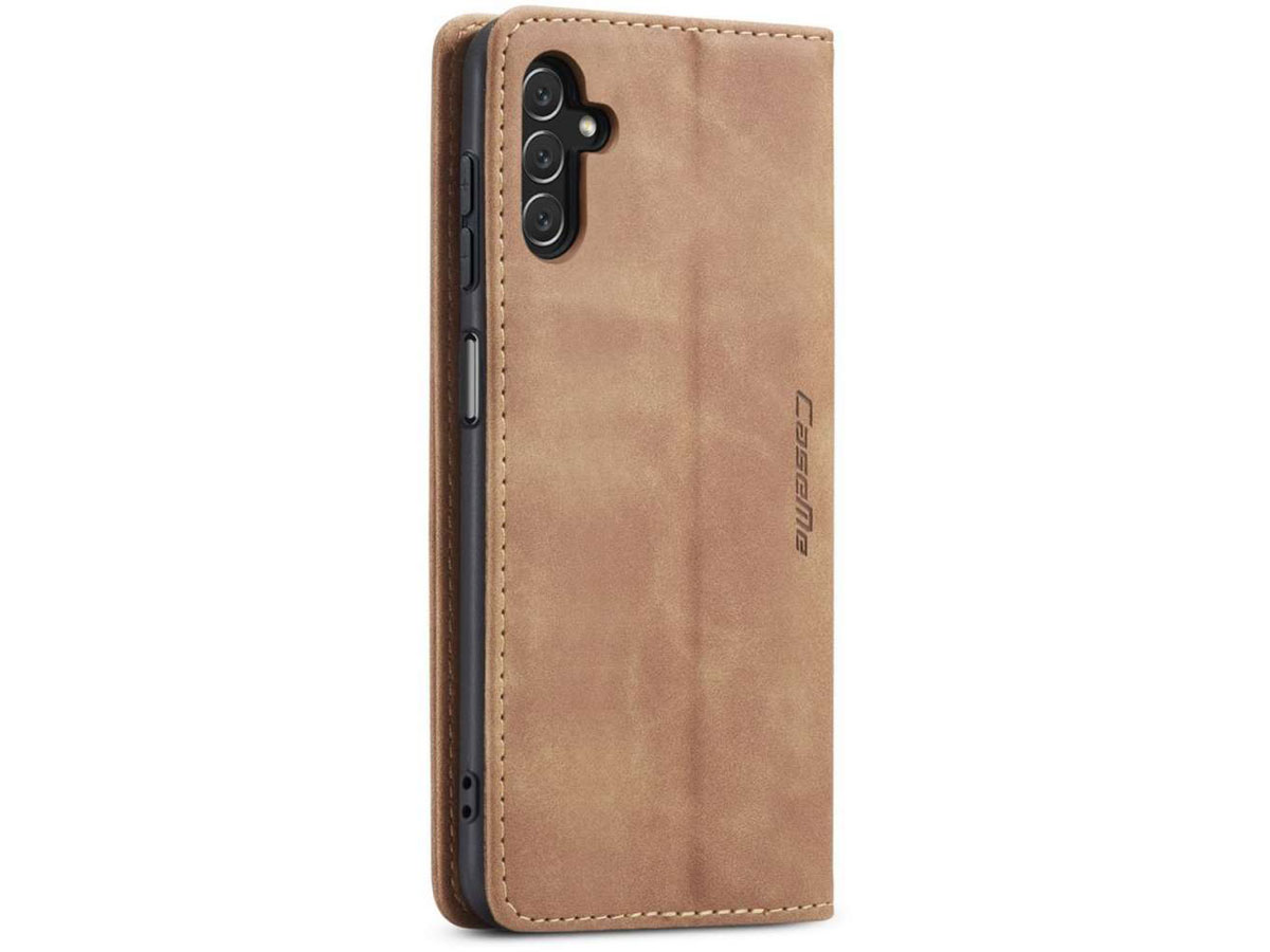 CaseMe Vintage BookCase Tan - Samsung Galaxy A04s hoesje