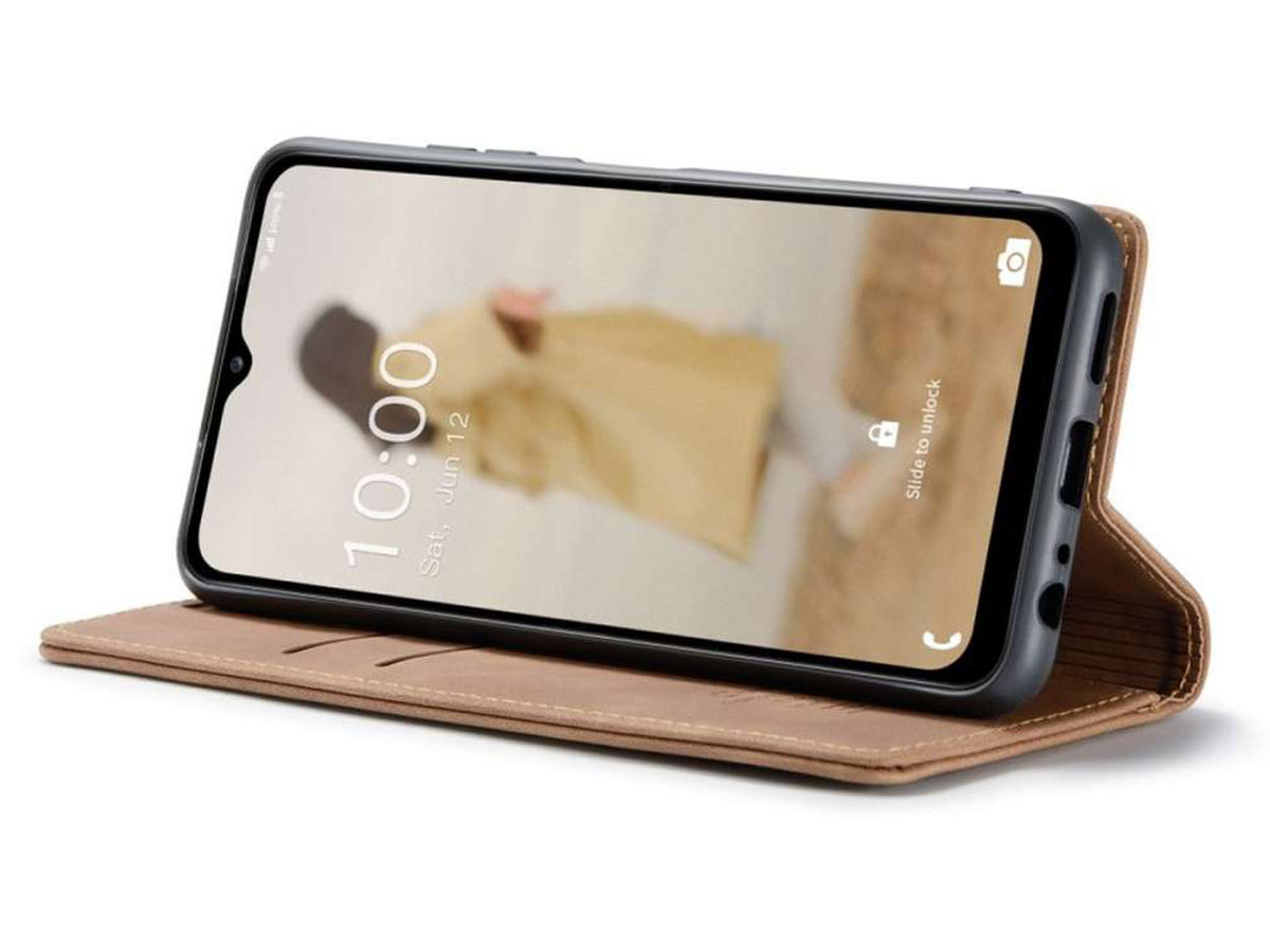 CaseMe Vintage BookCase Tan - Samsung Galaxy A04s hoesje