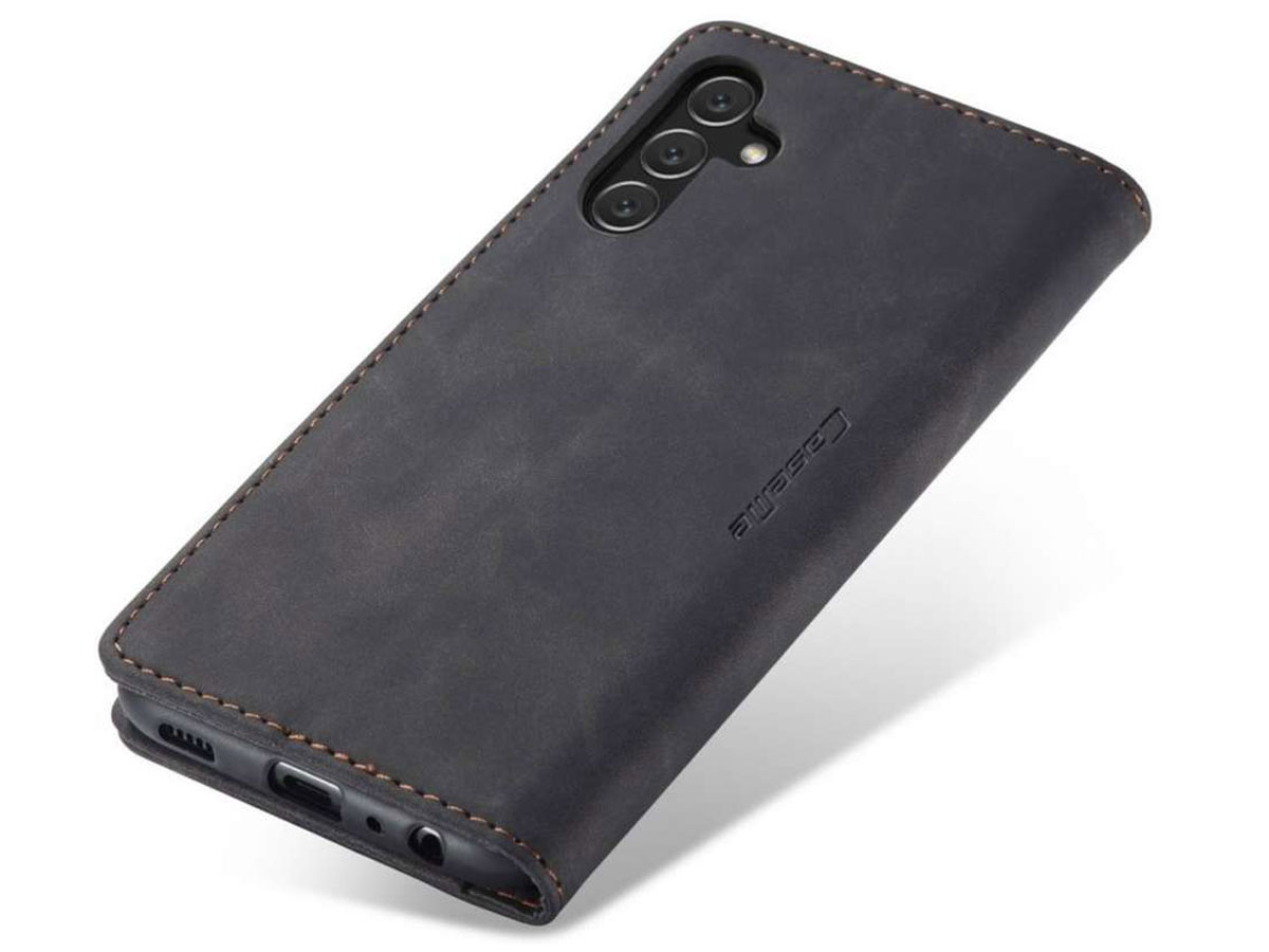 CaseMania Vintage Slim Bookcase Zwart - Samsung Galaxy A04s hoesje