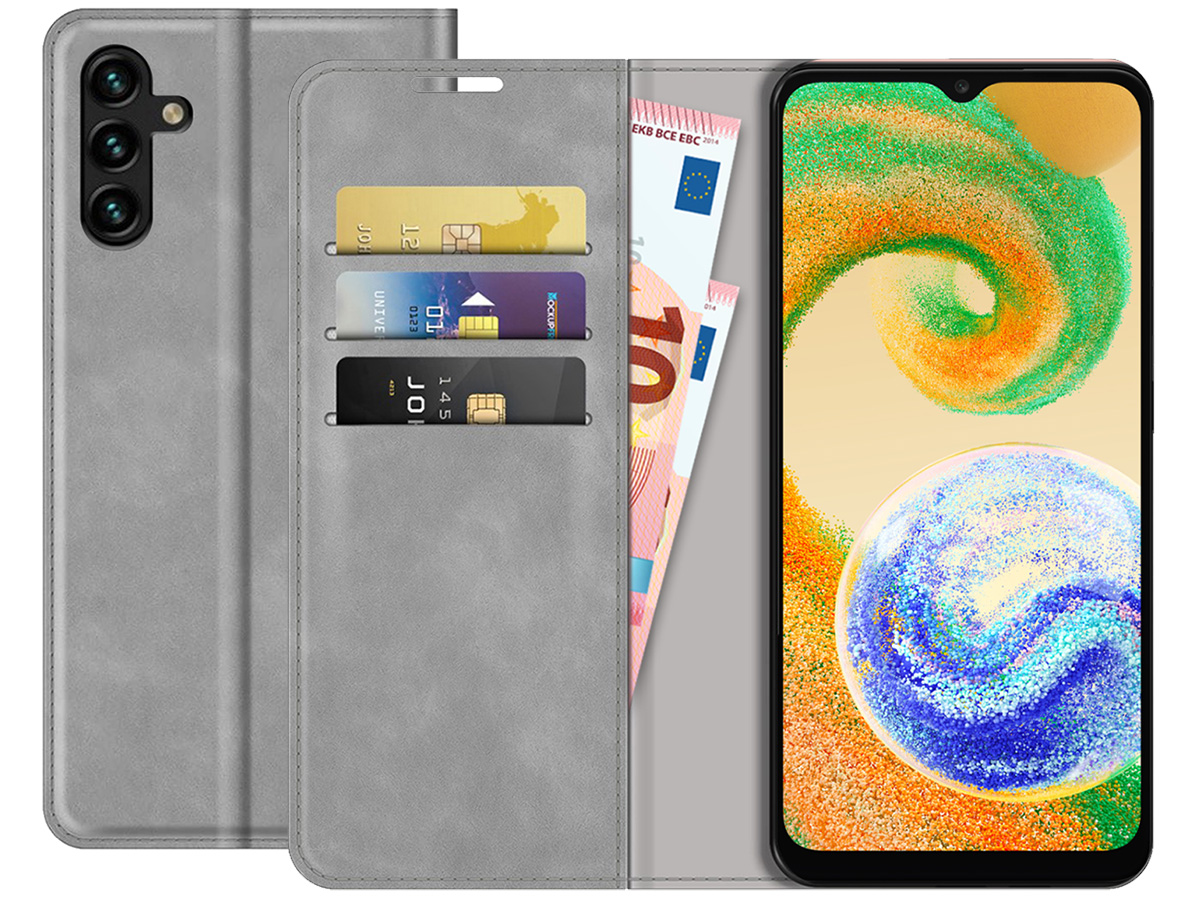 Voorzieningen optellen rib Slimfit Wallet Case Grijs | Samsung Galaxy A04s Hoesje