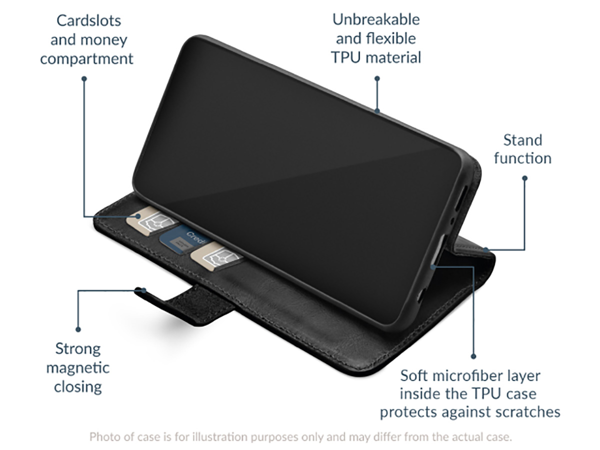 Mobilize Leather Wallet Zwart - Samsung Galaxy A05s Hoesje Leer