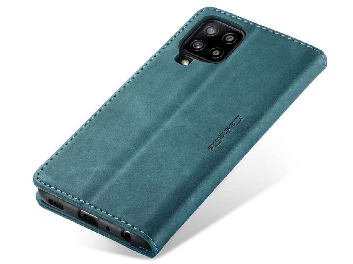 CaseMe Vintage BookCase Blauw - Samsung Galaxy A12 hoesje