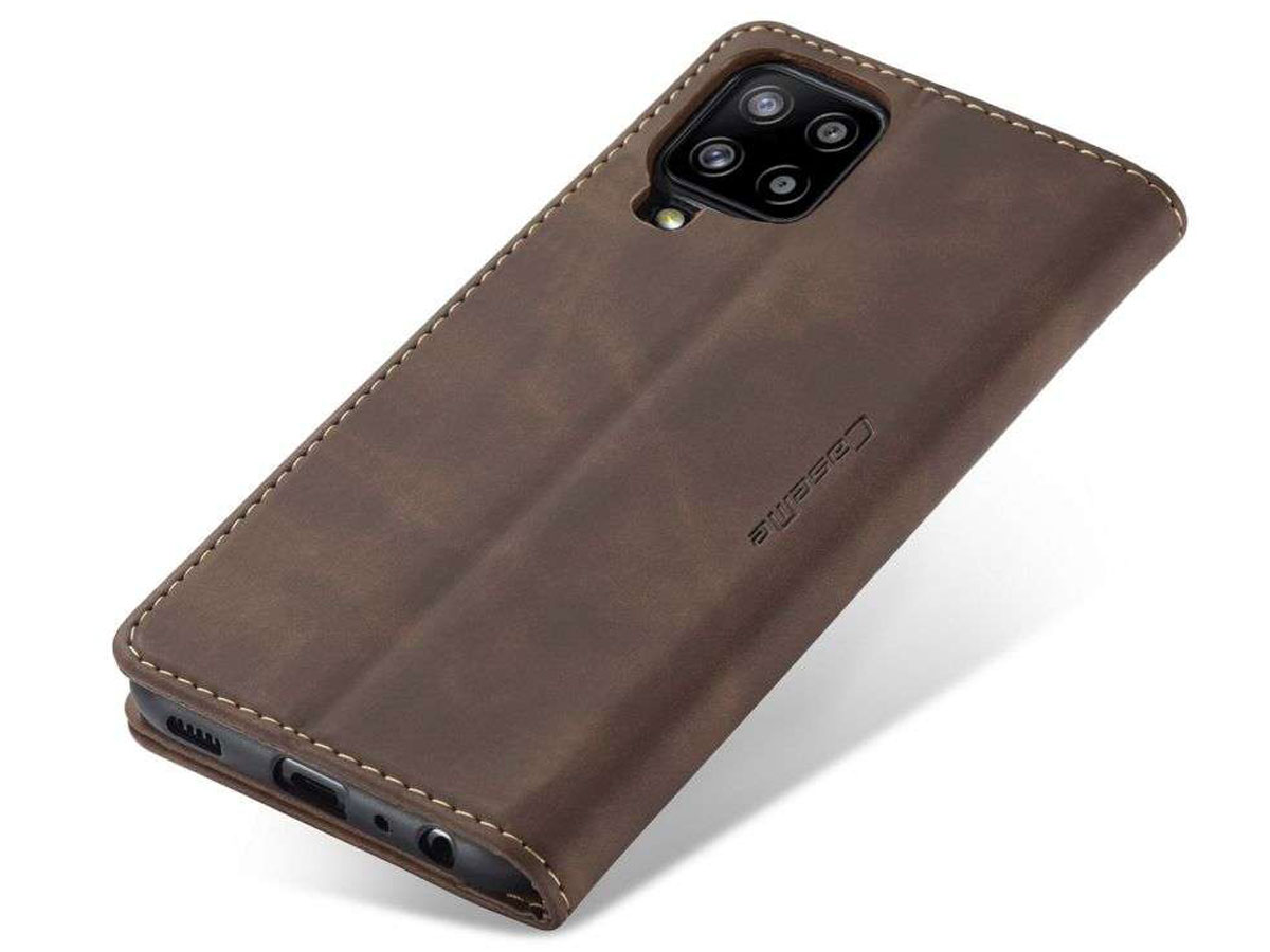 CaseMe Vintage BookCase Bruin - Samsung Galaxy A12 hoesje