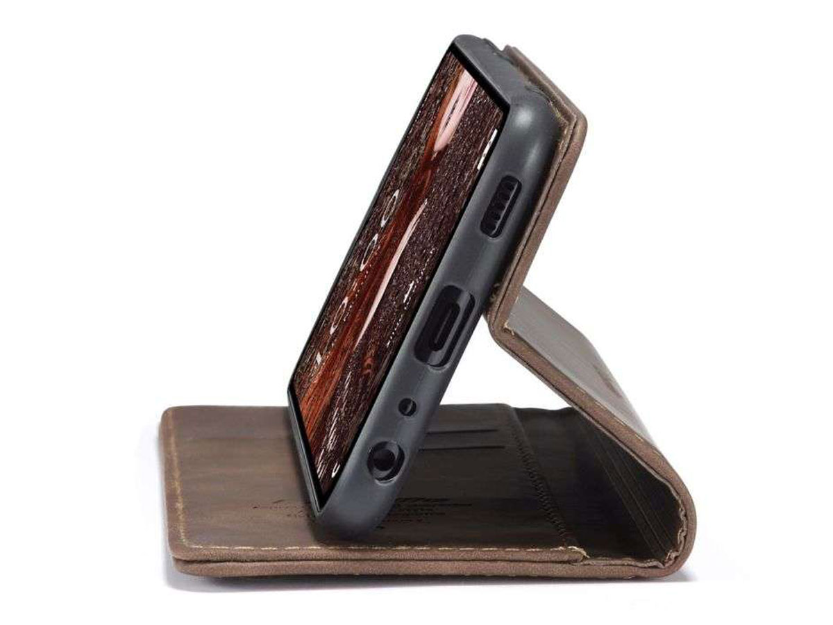 CaseMe Vintage BookCase Bruin - Samsung Galaxy A12 hoesje