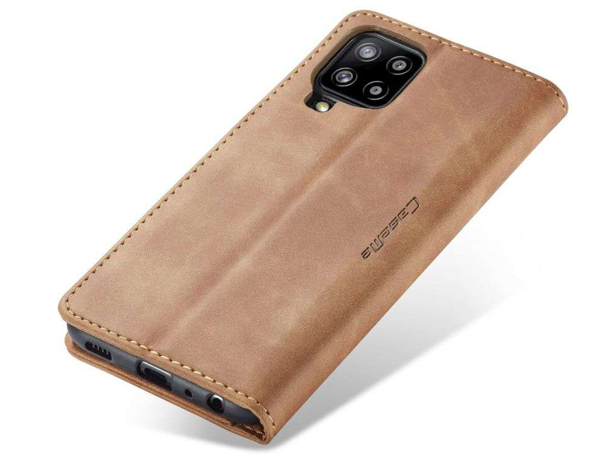 CaseMe Vintage BookCase Tan - Samsung Galaxy A12 hoesje