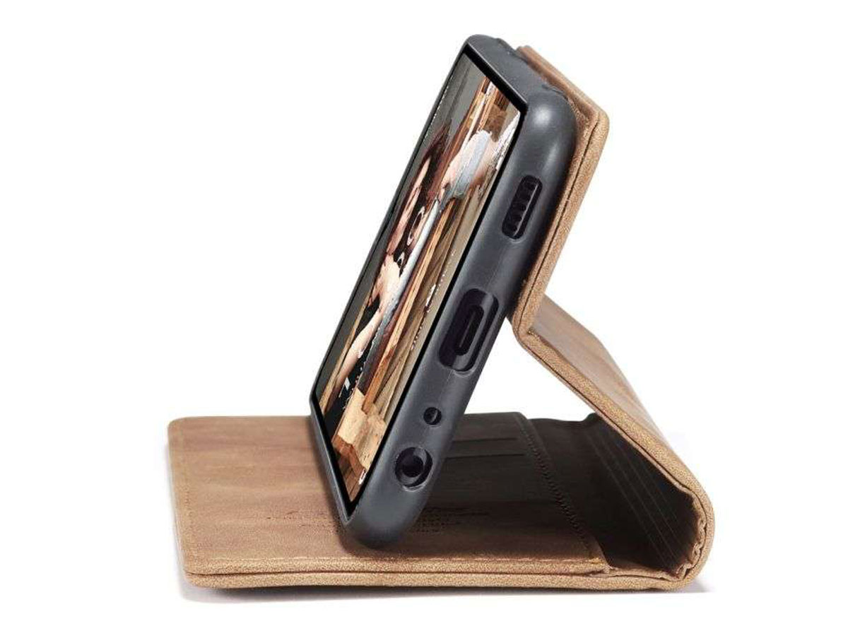 CaseMe Vintage BookCase Tan - Samsung Galaxy A12 hoesje