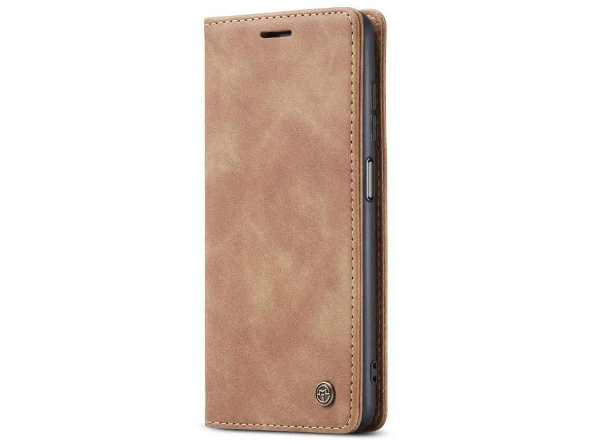 CaseMe Vintage BookCase Tan - Samsung Galaxy A12 hoesje