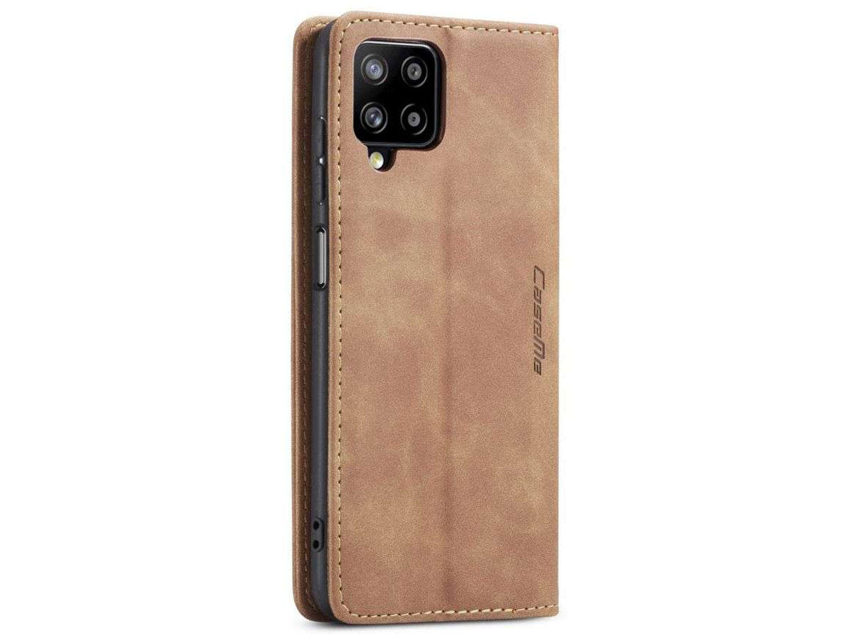 CaseMe Vintage BookCase Tan - Samsung Galaxy A12 hoesje