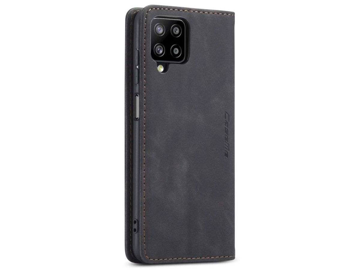 CaseMe Vintage BookCase Zwart - Samsung Galaxy A12 hoesje