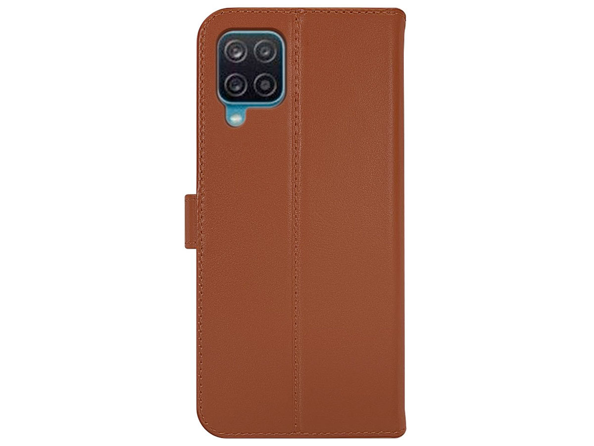 Valenta Leather Bookcase Bruin - Samsung Galaxy A12 hoesje