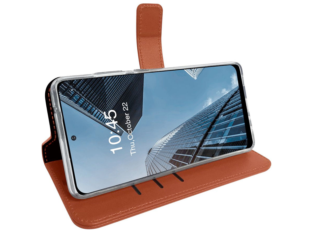 Valenta Leather Bookcase Bruin - Samsung Galaxy A12 hoesje