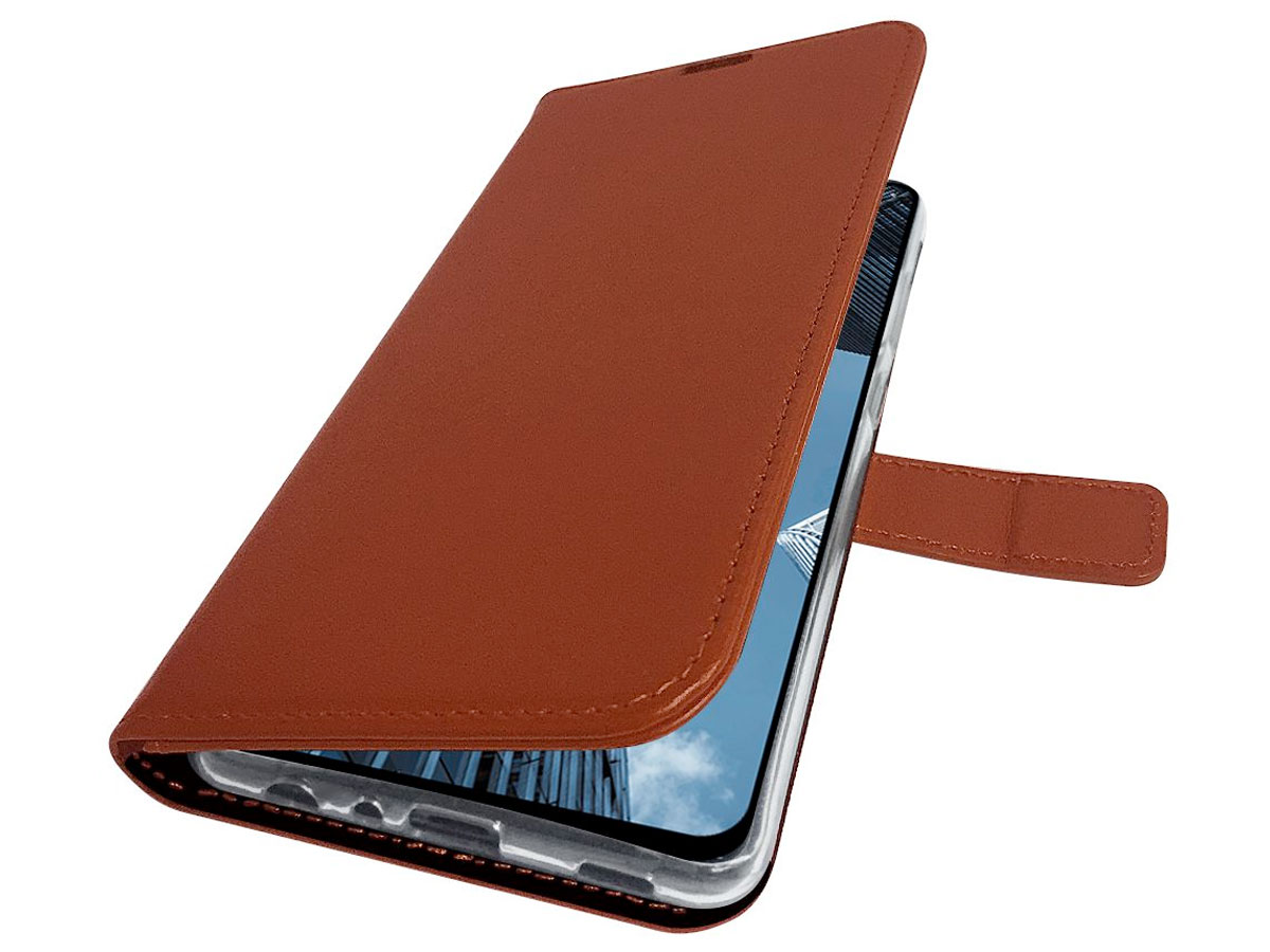 Valenta Leather Bookcase Bruin - Samsung Galaxy A12 hoesje