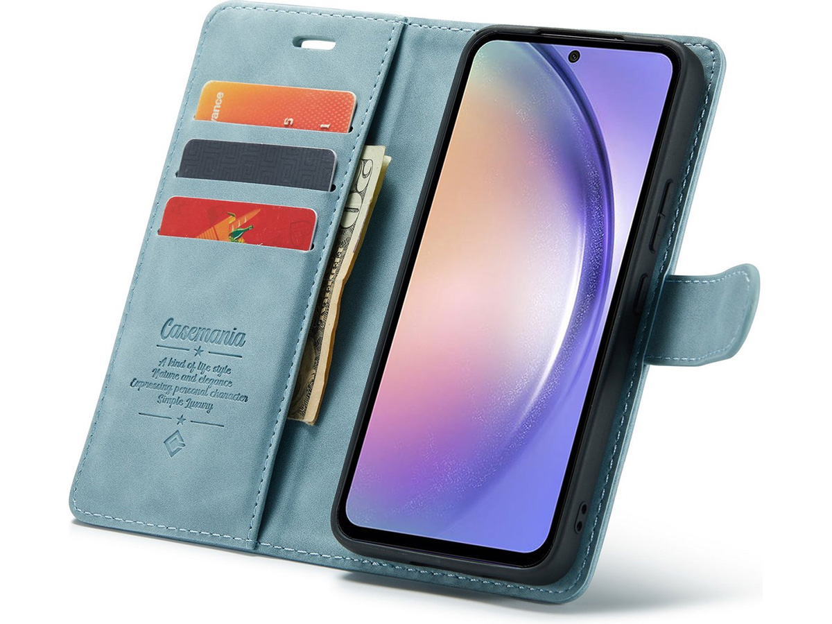 CaseMe 2in1 Magnetic Bookcase Aqua - Samsung Galaxy A14 5G Hoesje