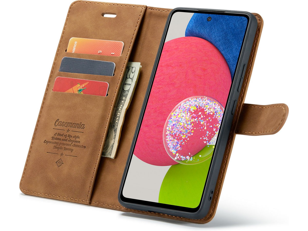 CaseMania 2in1 Magnetic Bookcase Cognac - Samsung Galaxy A14 5G Hoesje