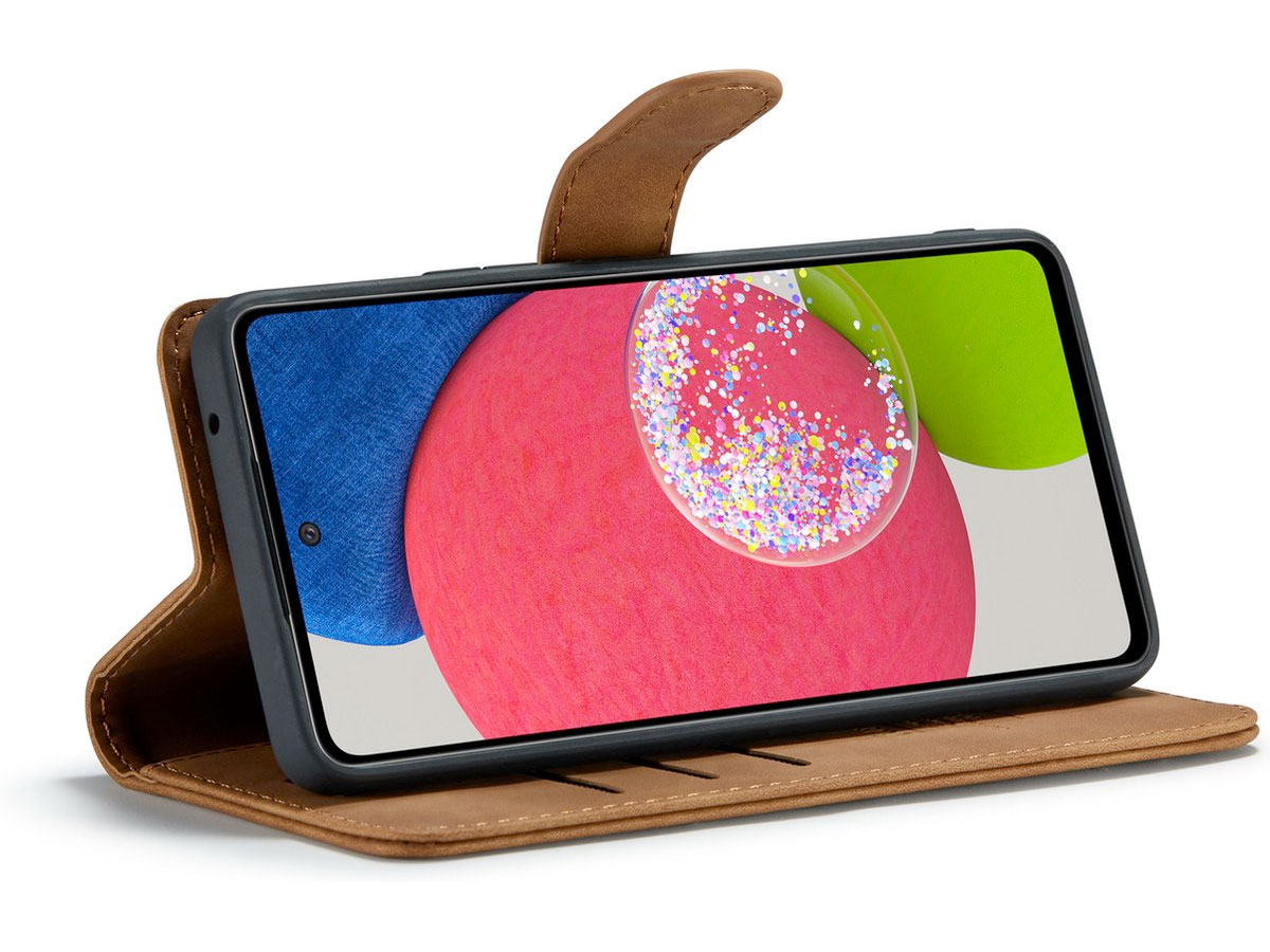 CaseMania 2in1 Magnetic Bookcase Cognac - Samsung Galaxy A14 5G Hoesje